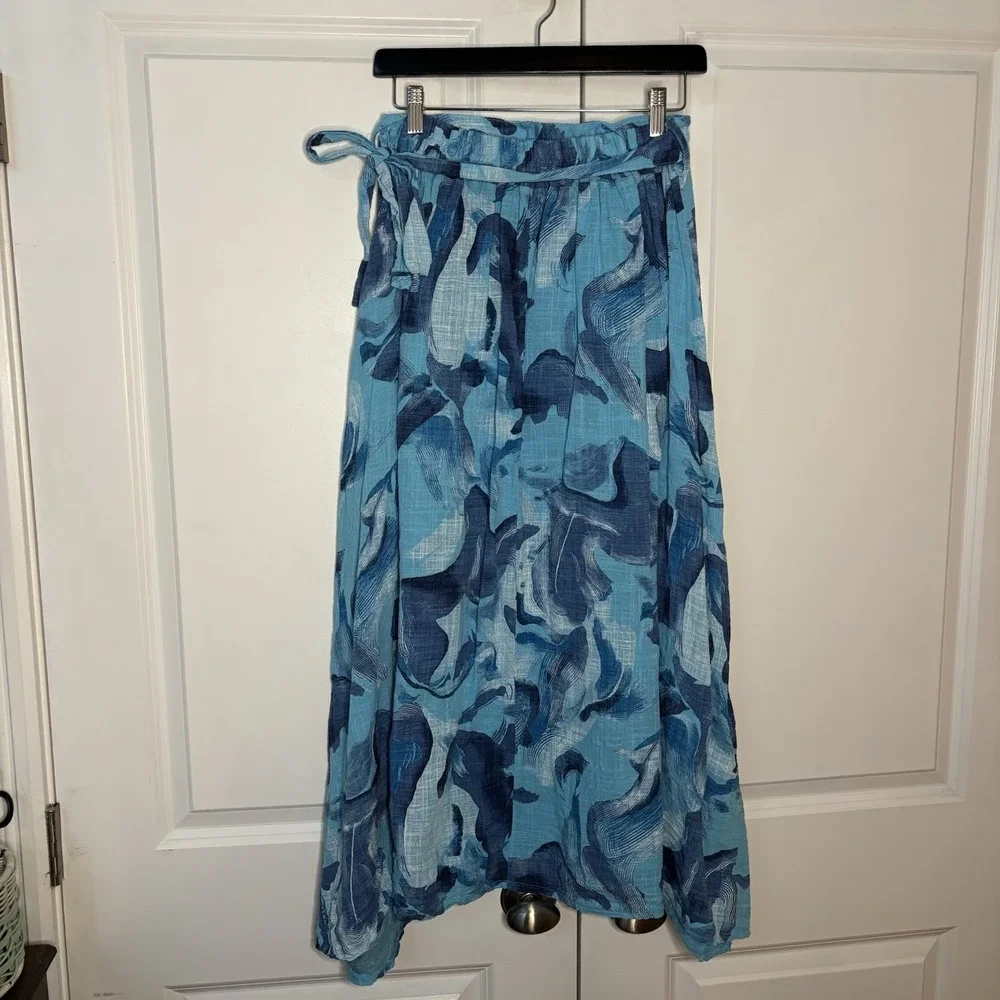 Beyond Capri Woven Maxi Skirt Womens Blue Abstract Resortwear Vacation Beach - Picture 5 of 12